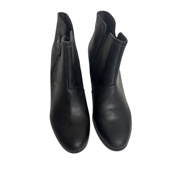 Clarks Bayla Glow Black Leather Comfort Stacked Heel Bootie Women's Size 11 - Picture 5 of 10